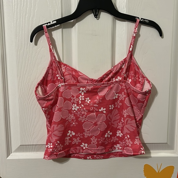 Hawaiian Print PINK tank with corset detailing - Picture 2 of 3